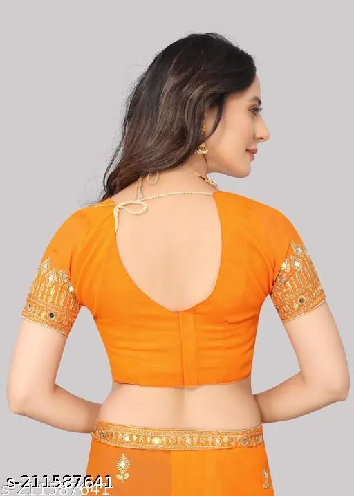 Self Design, Embroidered, Solid/Plain Bollywood Georgette - Image 11