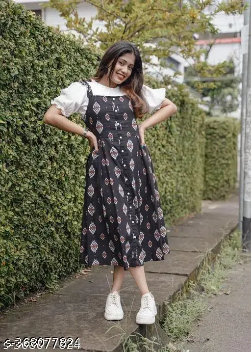 Black Digital Printed partwar Dungree