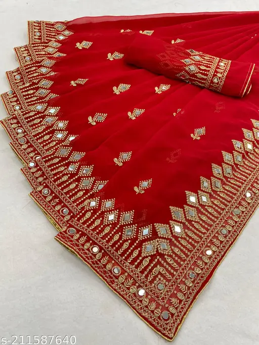 Self Design, Embroidered, Solid/Plain Bollywood Georgette - Image 15